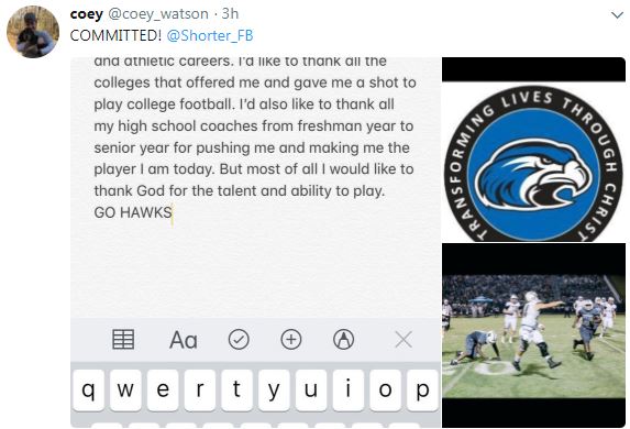 Coey Watson tweet